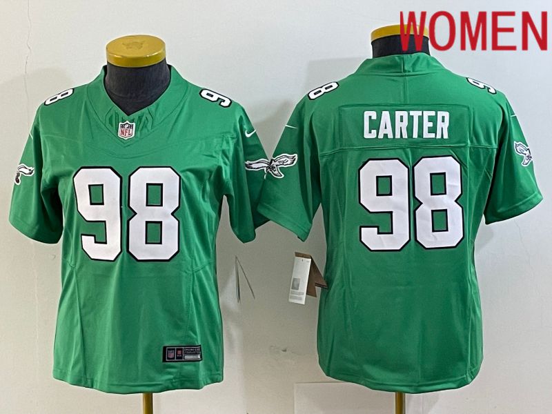 Women Philadelphia Eagles #98 Carter Green 2023 Nike Vapor Limited NFL Jersey style 1